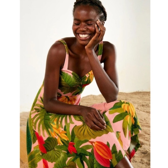 FARM Rio Dresses & Skirts - RARE Farm Rio Anthropologie Pink Cocoa Forest Jersey Dress Medium NWT